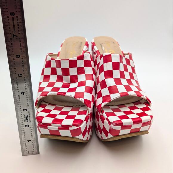 Chase & Chloe Astra Platform Wedge Sandal Women's Red/White Size US7.5 EU38 - Picture 11 of 12
